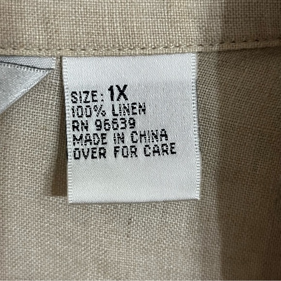 Richard Malcolm Woman’s 1X 100% Irish Linen‎ Eyelet Detail Button Up Cream Tunic - Picture 4 of 11